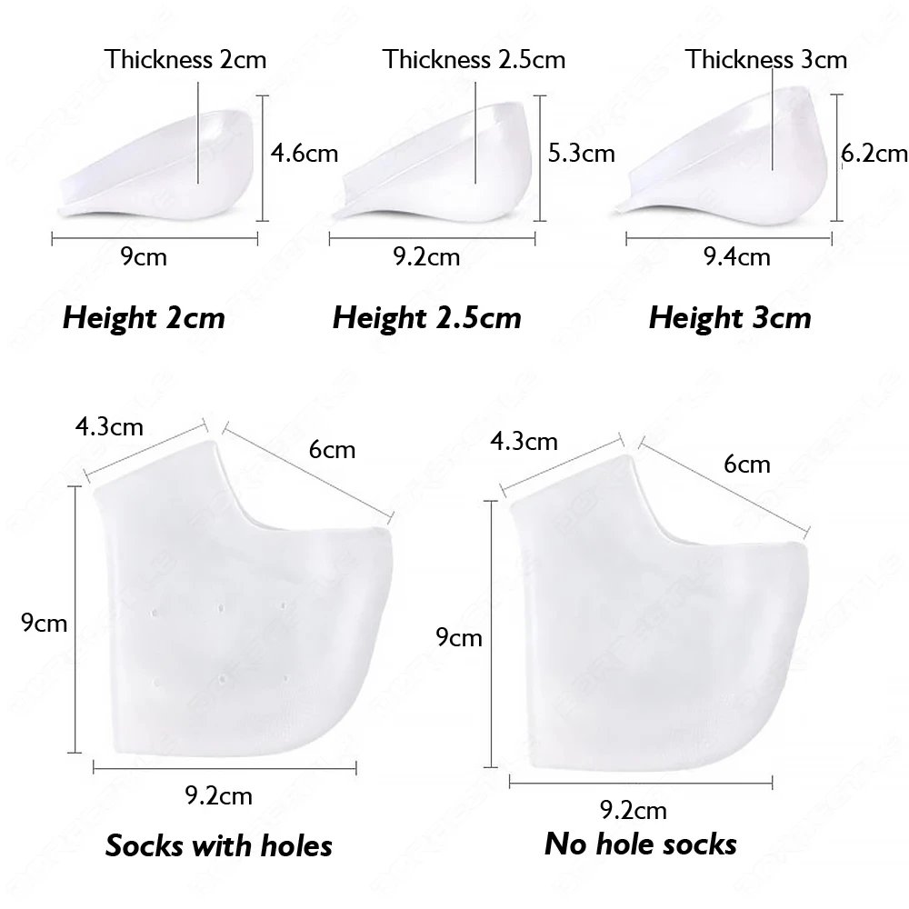 Unisex Invisible Height Lifting Increase Insoles Silicone Elastic Heel Pad Foot Protection Men Women Heel Cushion Hidden Insole
