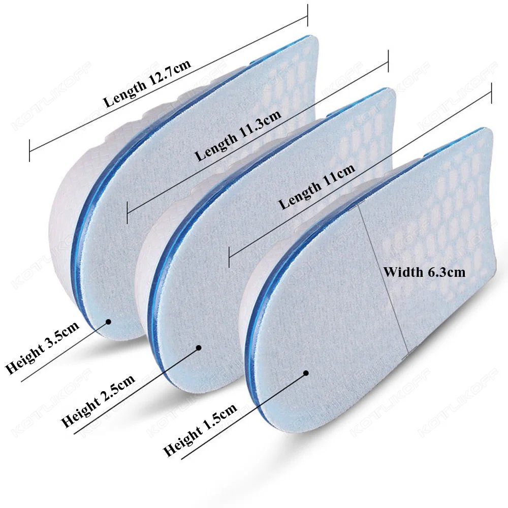 Silicone Gel Height Increase Insole Heel Lifting Inserts Shoe Foot Care Protector Elastic Pain Absorption Cushion Hidden Insoles