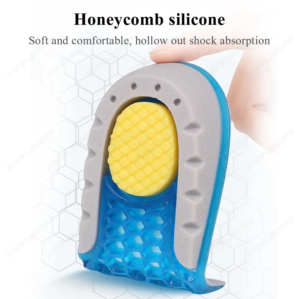 Silicone Gel Height Increase Insole Heel Lifting Inserts Shoe Foot Care Protector Elastic Pain Absorption Cushion Hidden Insoles