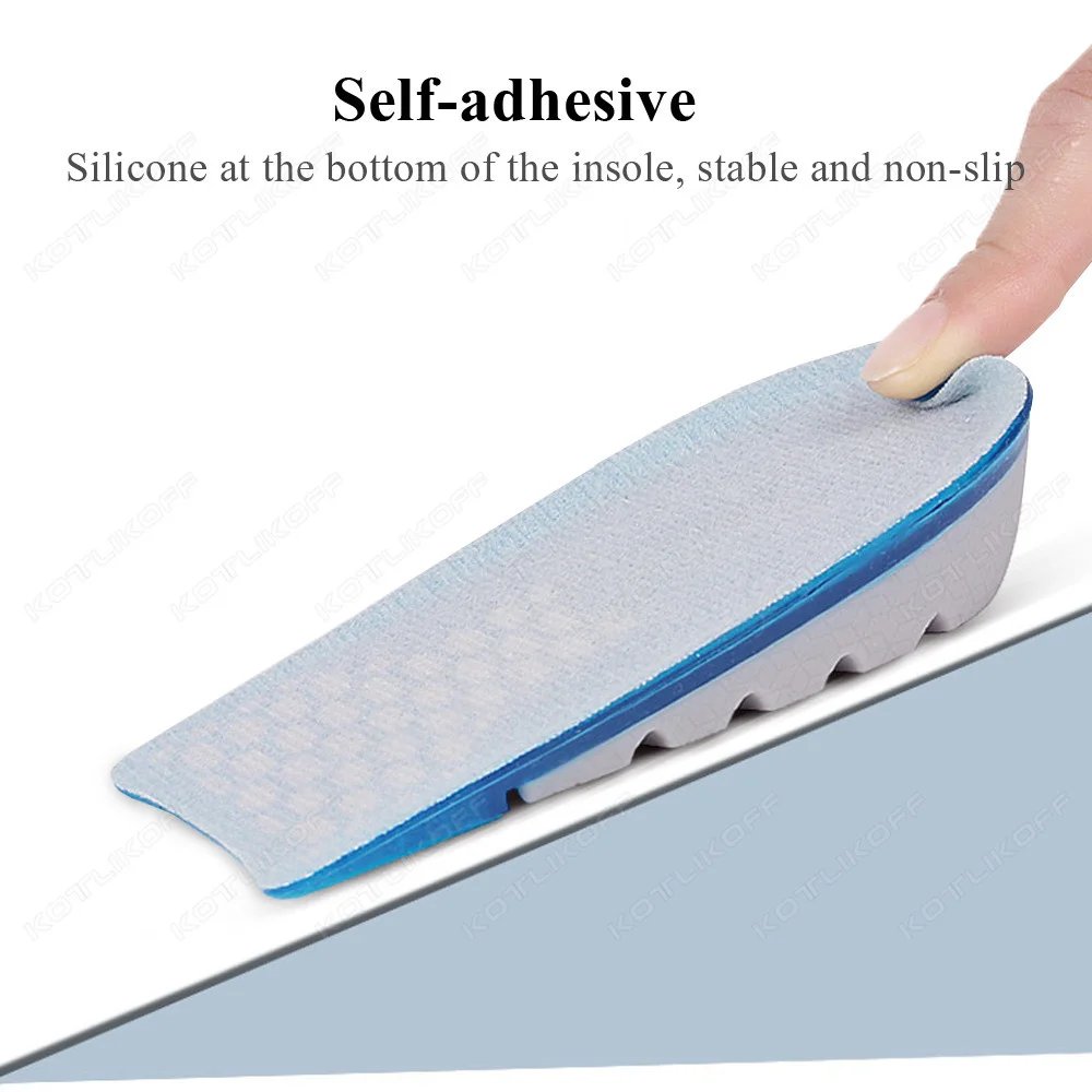 Silicone Gel Height Increase Insole Heel Lifting Inserts Shoe Foot Care Protector Elastic Pain Absorption Cushion Hidden Insoles
