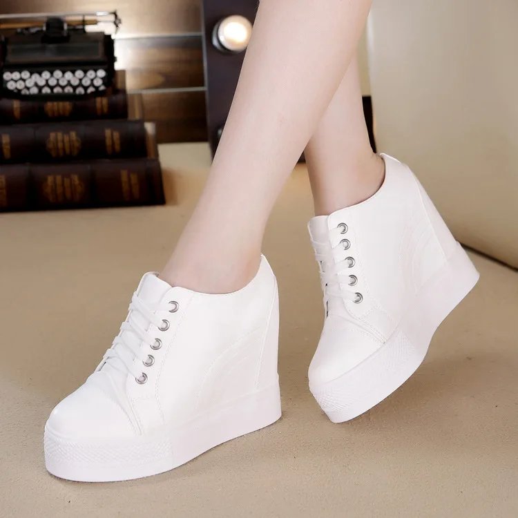 2024 Autumn High Top Wedge Platform Sneakers Women Casual Shoes Hidden Heels Ladies Sneakers  Women Shoes YYJ150