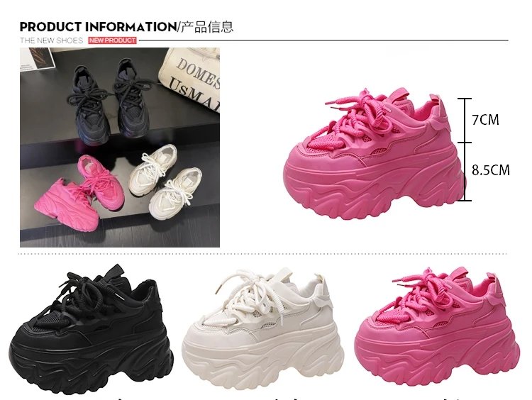 Women Platform Casual Breathable Mesh Shoes 2023 New Summer Chunky Sneakers 8.5CM Wedges Hidden Heels Hollow Leisure Shoes Woman