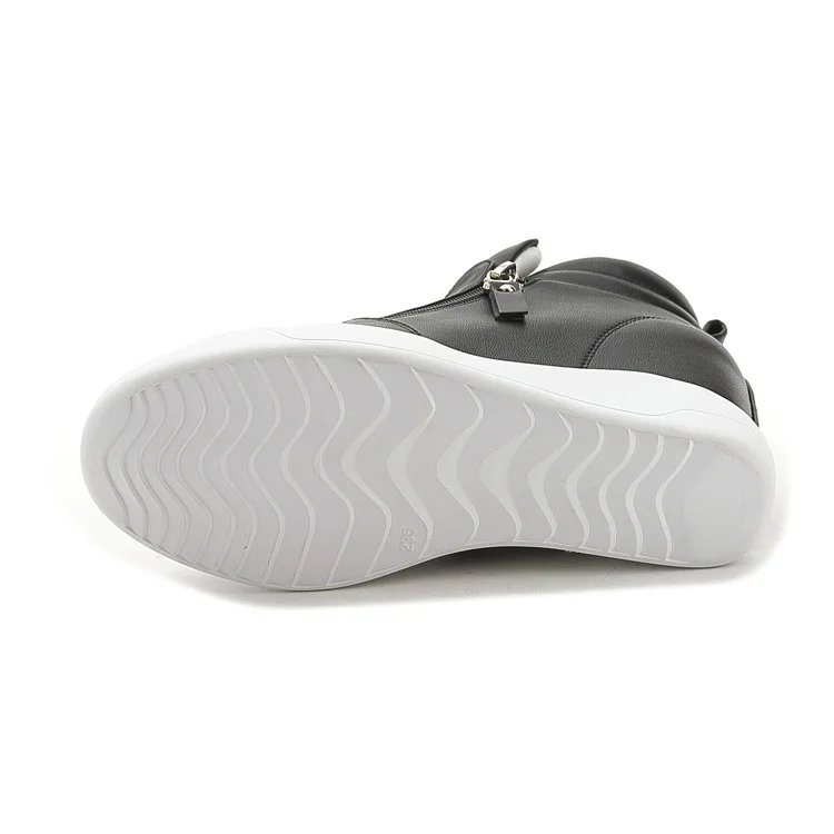 New High Top Women Sneakers Spring Autumn New Hidden Heel Casual Shoes Side Zip Women White Platform Wedge Rivet Shoes