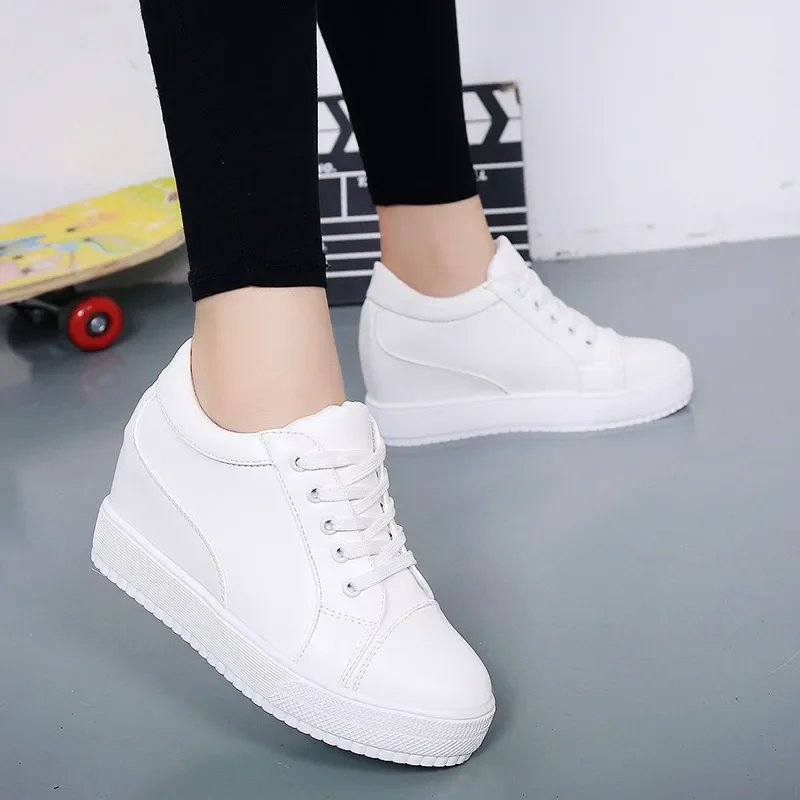 New White Hidden Wedge Heels Sneakers Casual Shoes Woman High Platform Shoes Women's High Heels Wedges Shoes for Womenbn
