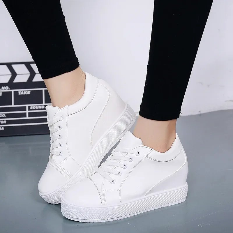 New White Hidden Wedge Heels Sneakers Casual Shoes Woman High Platform Shoes Women's High Heels Wedges Shoes for Womenbn