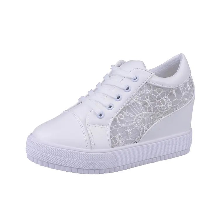 New White Hidden Wedge Heels Sneakers Casual Shoes Woman High Platform Shoes Women's High Heels Wedges Shoes for Women