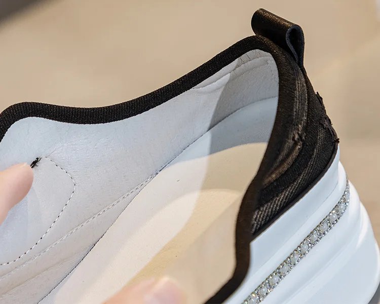 6cm Denim Platform Wedge Genuine Leather Casual Spring Summer Autumn Comfy High Brand Chunky Sneakers Hidden Heels Shoes