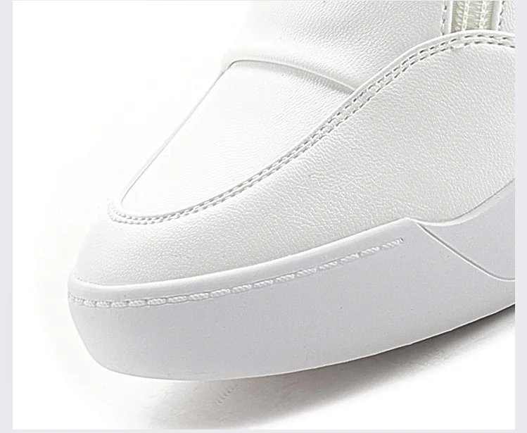 2024 New High Top Women Sneakers Autumn Winter Hidden Heel Casual Shoes Side Zip Women White Platform Wedge Rivet Shoes