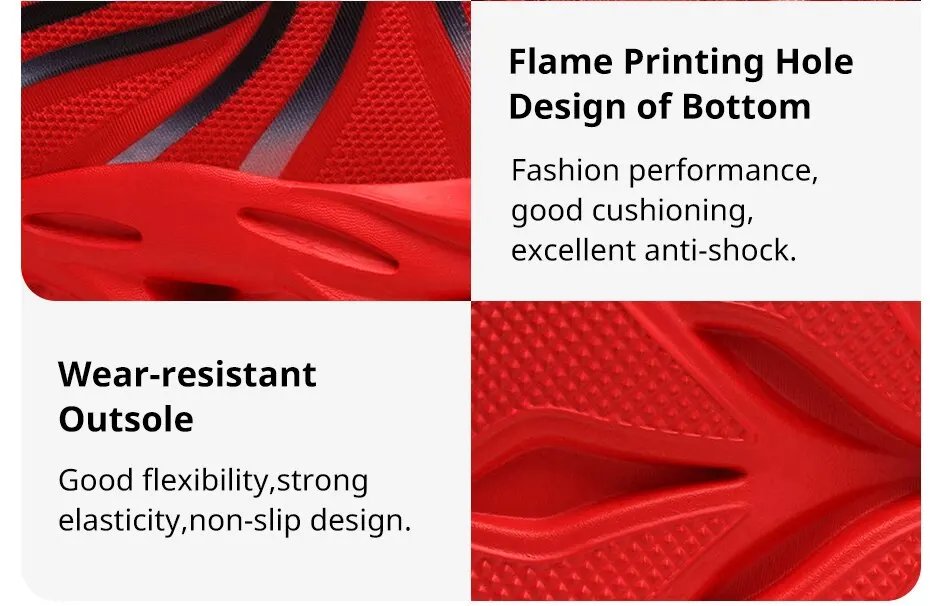 Fashion Running Shoes Men Flame Printed Sneakers Knit Athletic Sports Blade Cushioning Jogging Trainers Lightweight