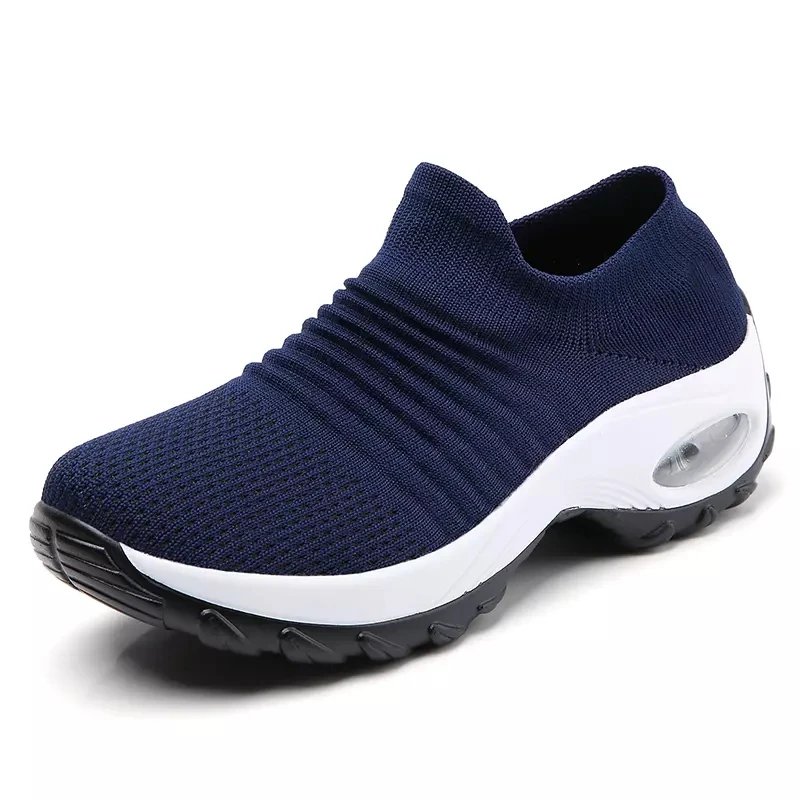 Women's Casual Sports Socks Sneakers Fashionable Thick Sole Air Cushion, Elevated Sloping Heel Rocking Shoes
