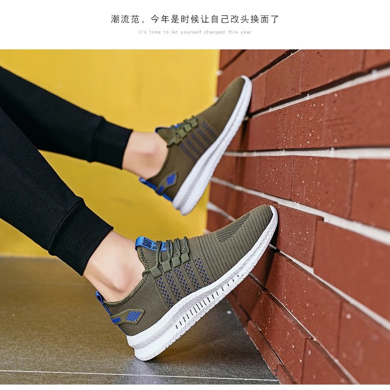 Fashion Sneakers Lightweight Men Casual Shoes Breathable Male Footwear Lace Up Walking Shoe