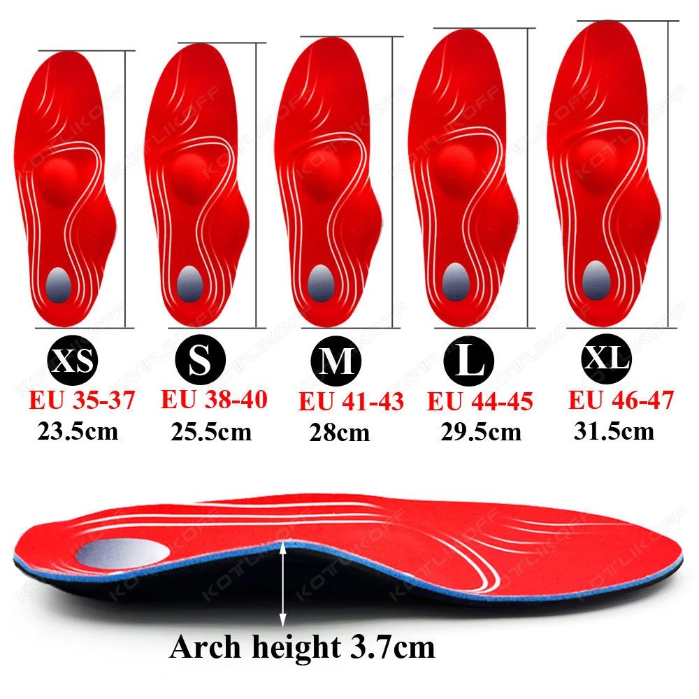 Severe Flat Feet Insoles Orthotic Arch Support Inserts Orthopedic Shoes Sole For High Heel Plantar Fasciitis Men Woman
