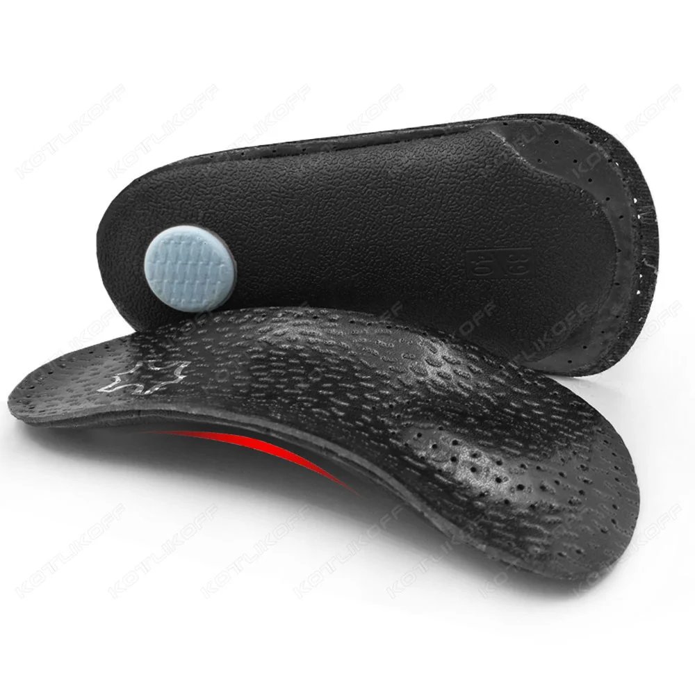 Leather Insoles For Shoes Sole Men Women Black Recycled Leather  Half/Full Pads Flat Feet Arch Support O/X Leg Corrected Insert