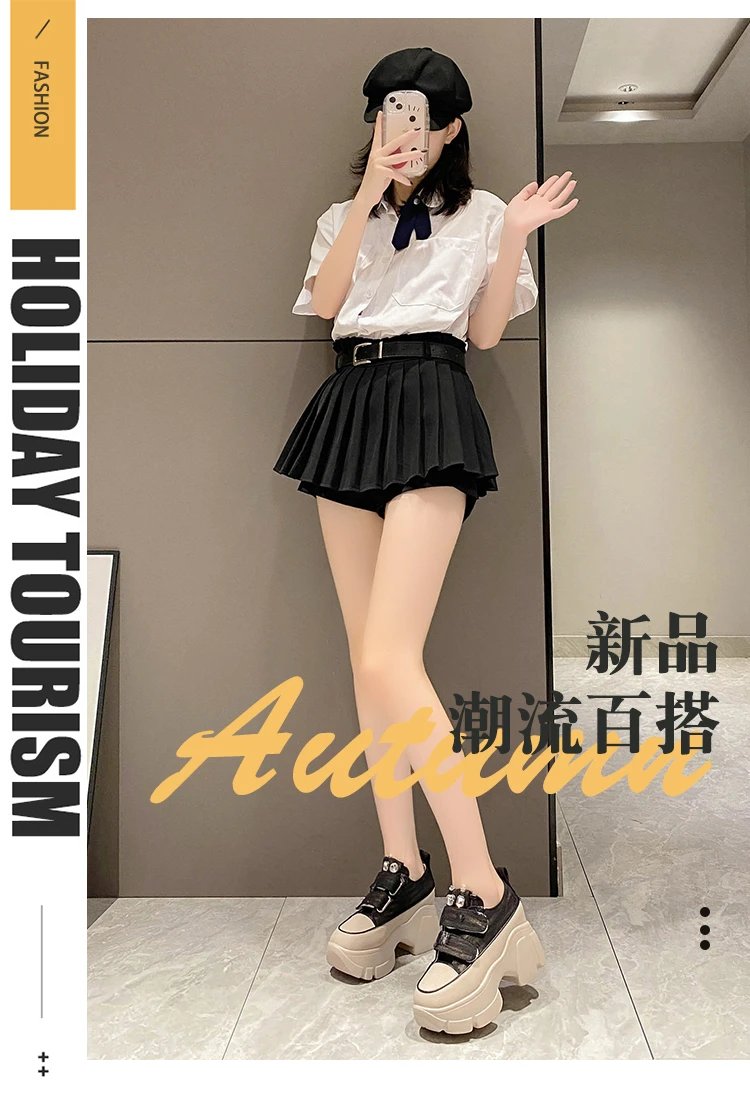 New Fashion Crystal Denim Platform Wedge Casual Spring Summer Autumn Comfy High Brand Chunky Sneakers 9CM Hidden Heels Shoes