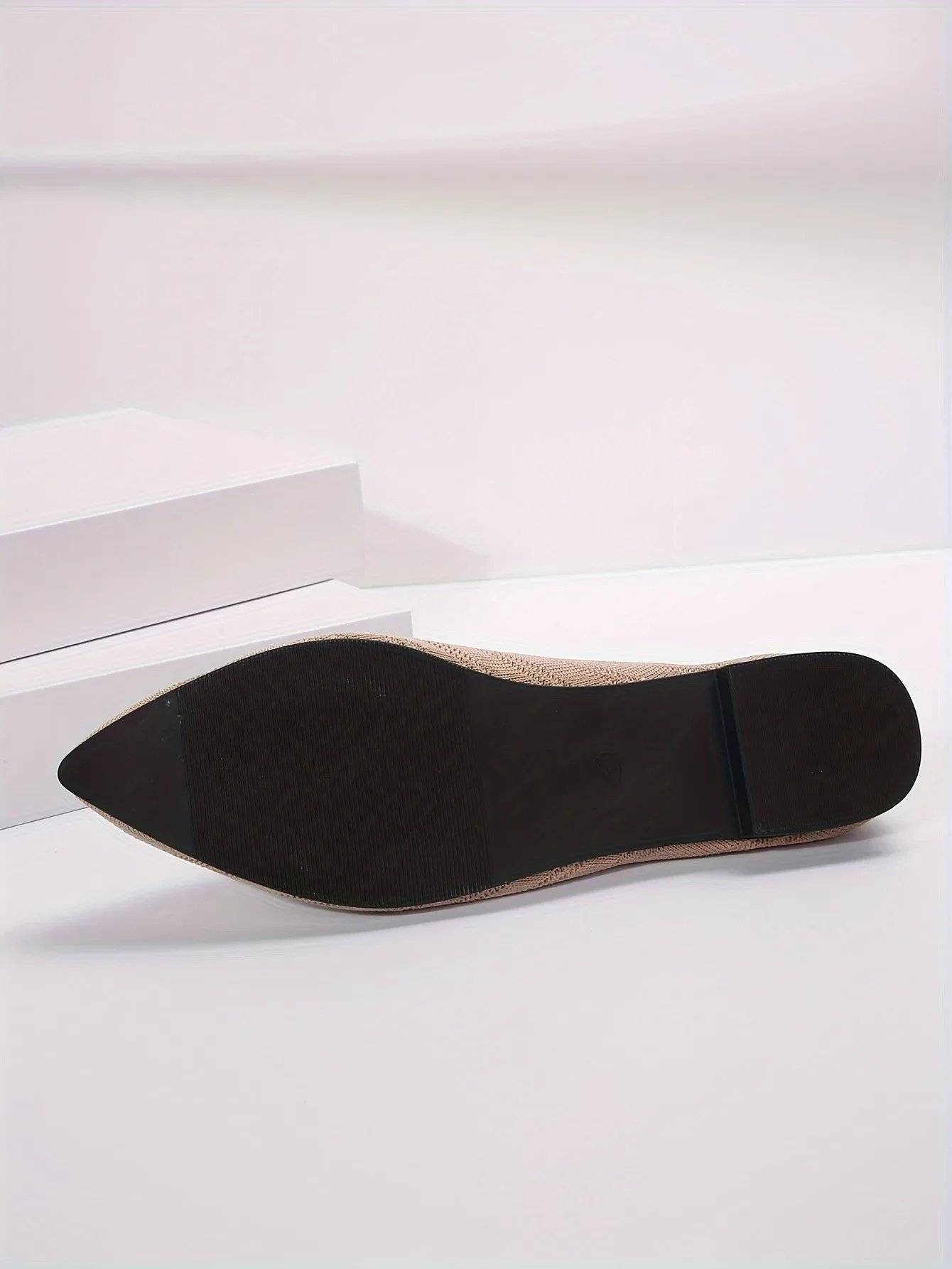 Pointed Toe Flat Shoes Women Solid Color Knitted Slip on Shoes Casual Breathable Ballet Flats Women Loafers Comfort Ladies Shoes