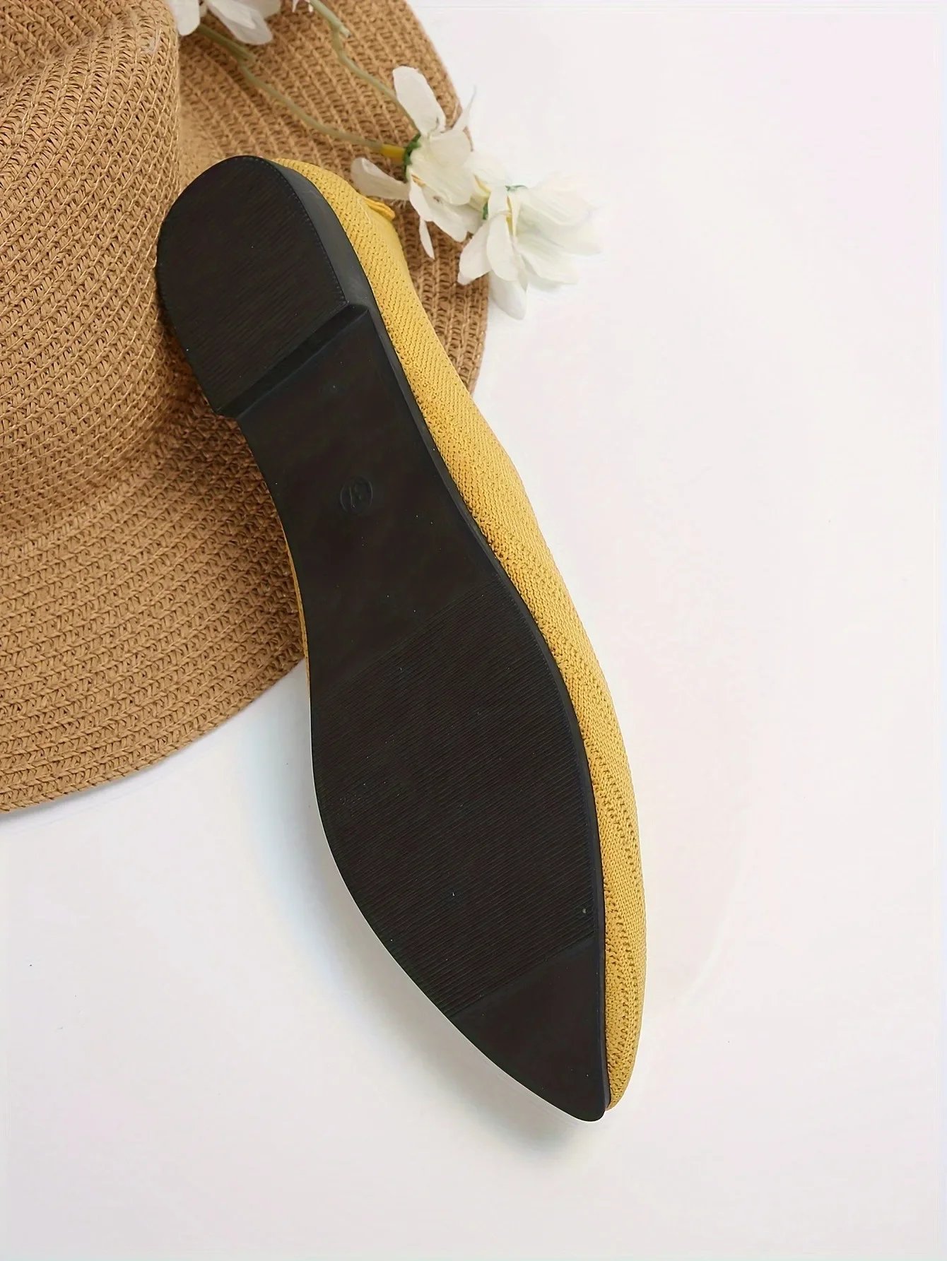 Pointed Toe Flat Shoes Women Solid Color Knitted Slip on Shoes Casual Breathable Ballet Flats Women Loafers Comfort Ladies Shoes