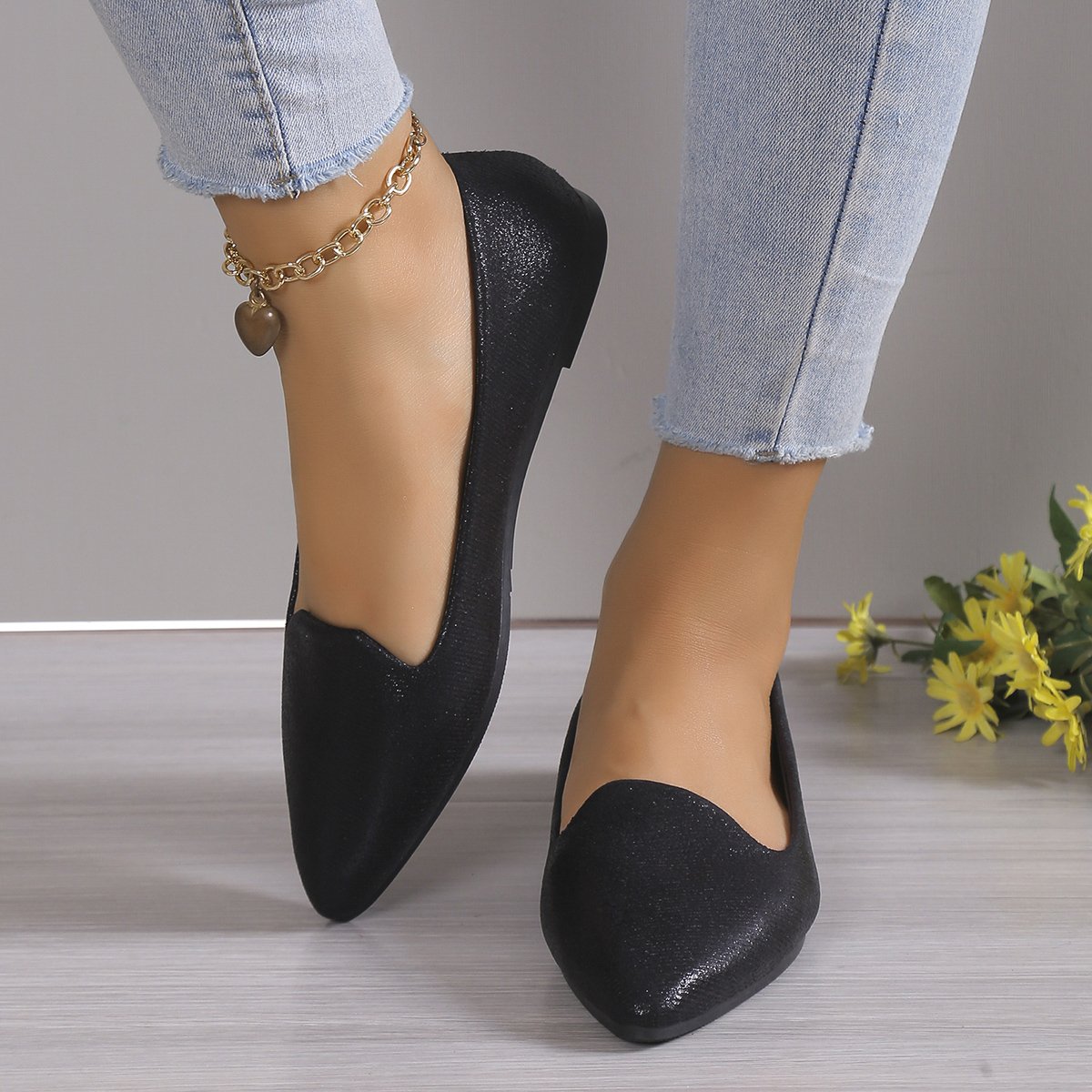 2024 Fashion Slip on Loafers Breathable Stretch Ballet Shallow Flats Women Soft Bottom Pointed Toe Boat Shoes plus size 43