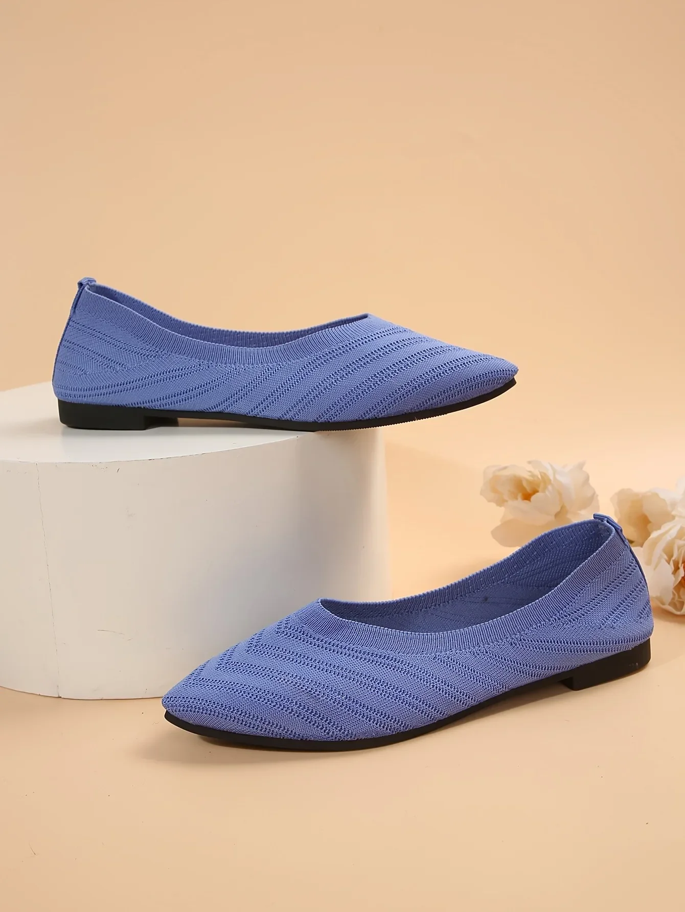 Women's Pointed Toe Flat Shoes Solid Color Knitted Slip on Shoes Casual Breathable Ballet Flats Women Flat Shoes Loafers Women Women's Pointed Toe Flat Shoes Solid Color Knitted Slip on Shoes Casual Breathable Ballet Flats Women Flat Shoes Loafers Women