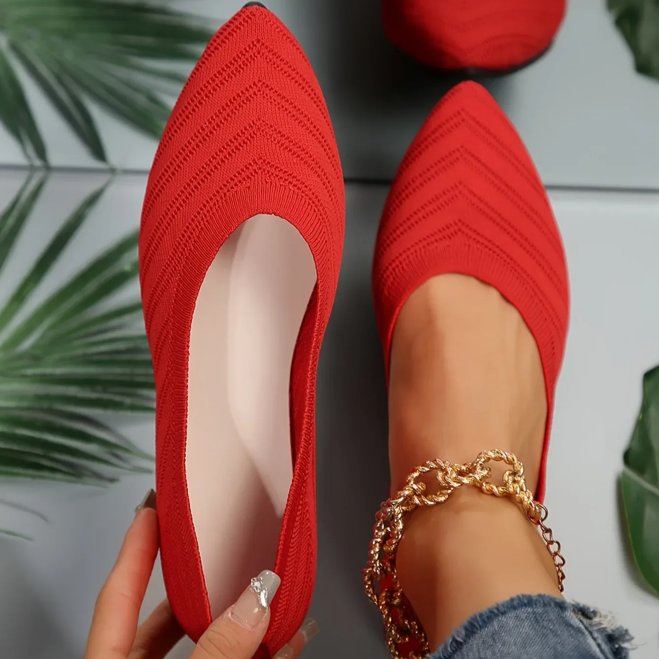 Women's Pointed Toe Flat Shoes Solid Color Knitted Slip on Shoes Casual Breathable Ballet Flats Women Flat Shoes Loafers Women Women's Pointed Toe Flat Shoes Solid Color Knitted Slip on Shoes Casual Breathable Ballet Flats Women Flat Shoes Loafers Women