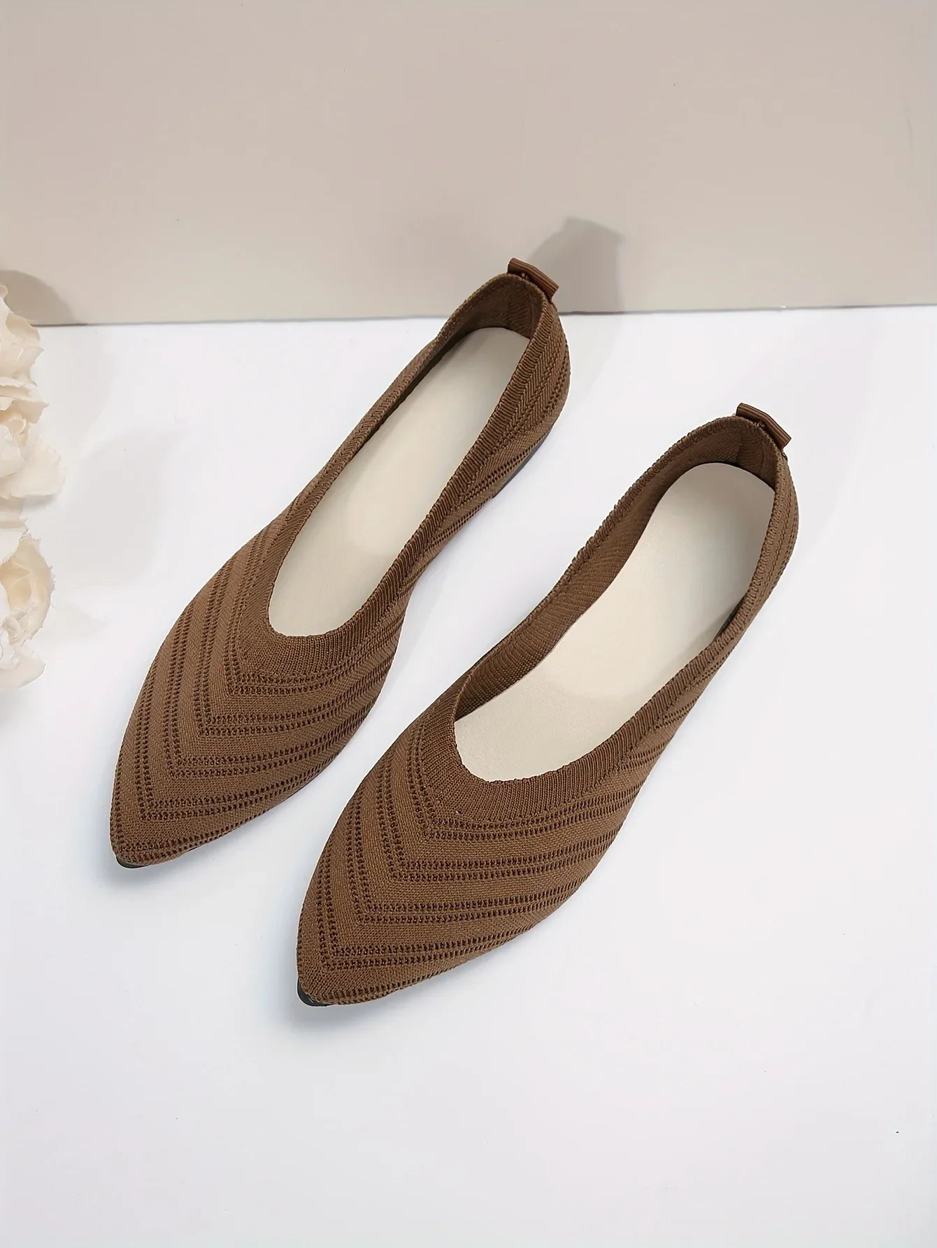 Women's Pointed Toe Flat Shoes Solid Color Knitted Slip on Shoes Casual Breathable Ballet Flats Women Flat Shoes Loafers Women Women's Pointed Toe Flat Shoes Solid Color Knitted Slip on Shoes Casual Breathable Ballet Flats Women Flat Shoes Loafers Women