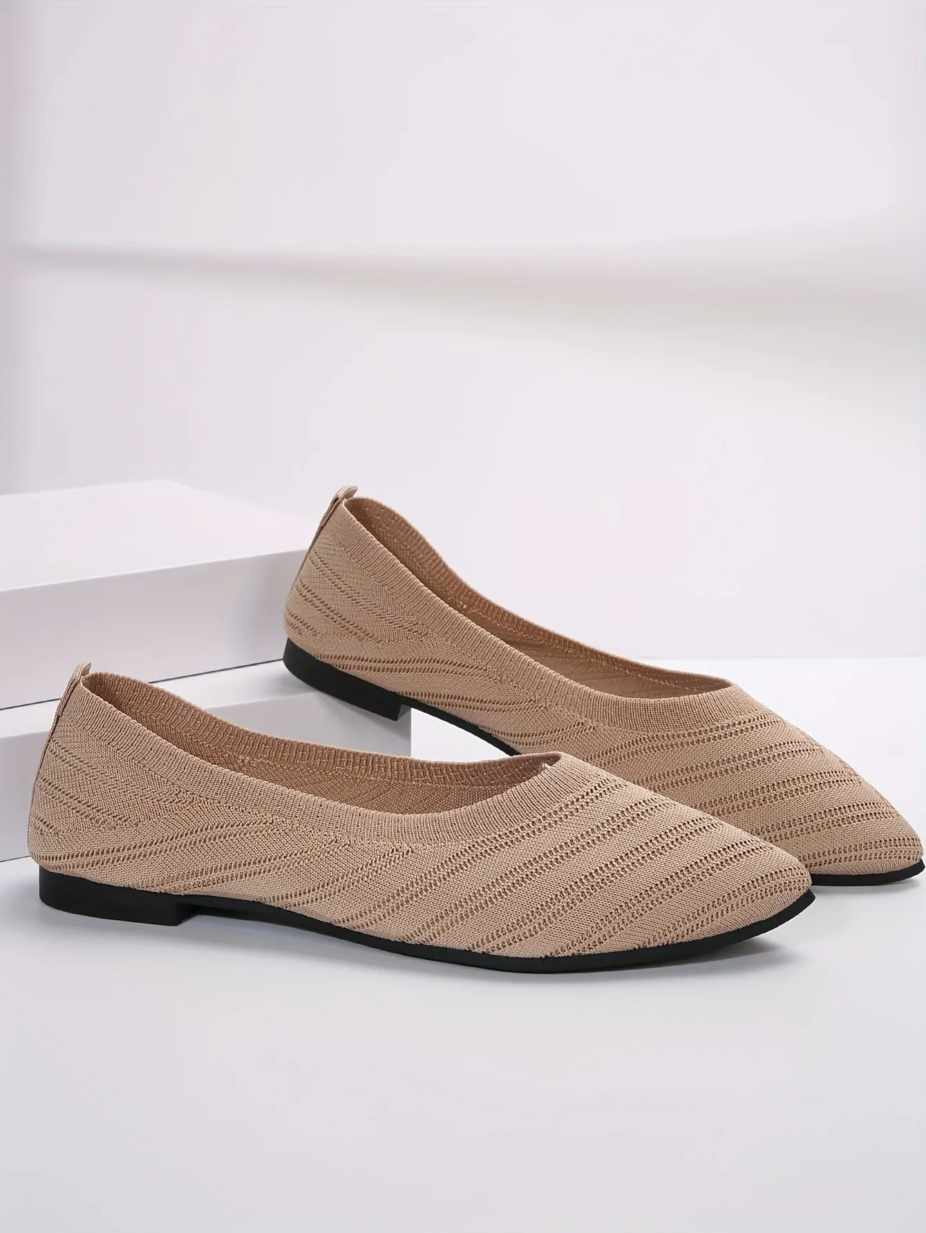 Women's Pointed Toe Flat Shoes Solid Color Knitted Slip on Shoes Casual Breathable Ballet Flats Women Flat Shoes Loafers Women Women's Pointed Toe Flat Shoes Solid Color Knitted Slip on Shoes Casual Breathable Ballet Flats Women Flat Shoes Loafers Women