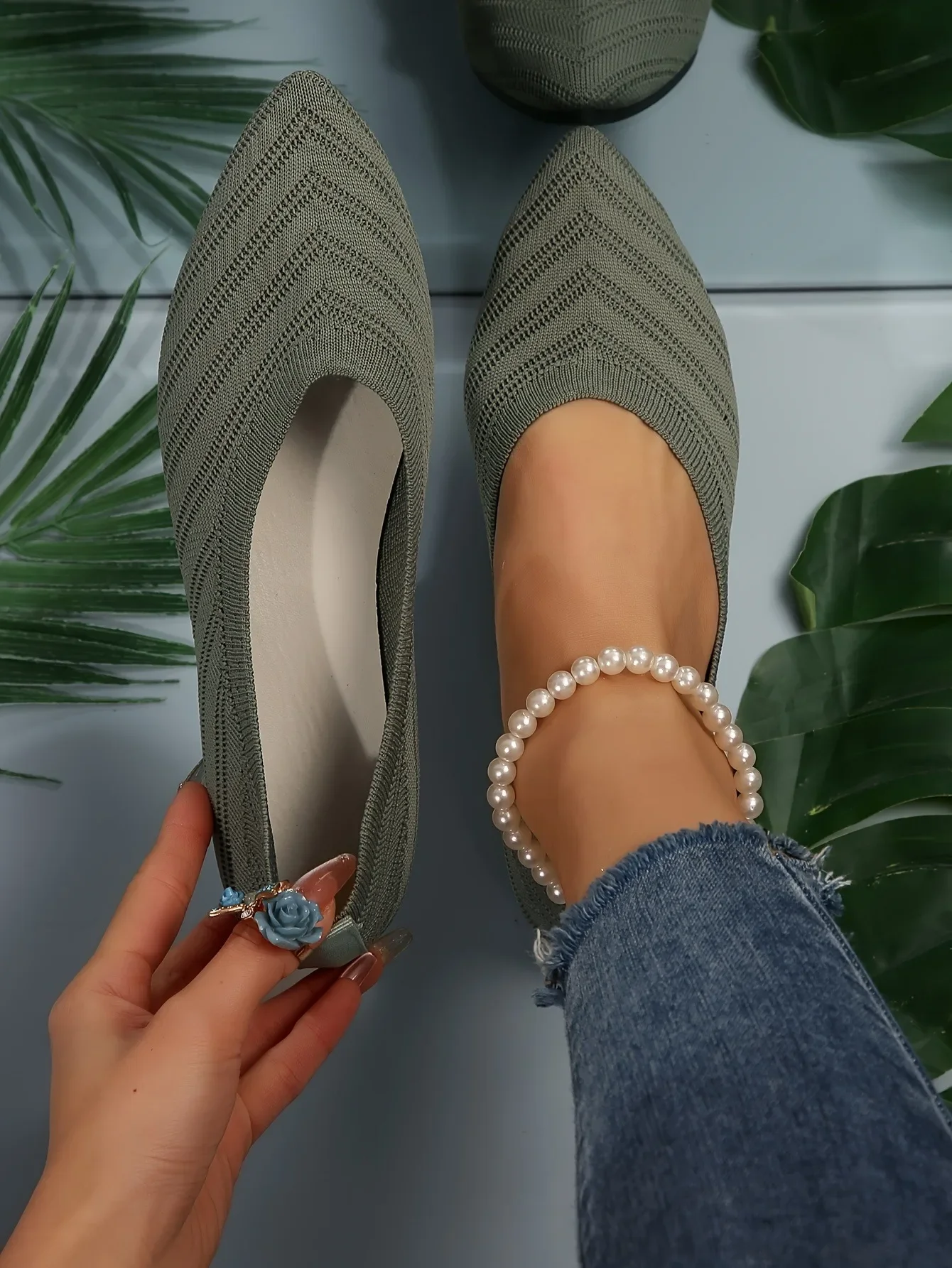 Women's Pointed Toe Flat Shoes Solid Color Knitted Slip on Shoes Casual Breathable Ballet Flats Women Flat Shoes Loafers Women Women's Pointed Toe Flat Shoes Solid Color Knitted Slip on Shoes Casual Breathable Ballet Flats Women Flat Shoes Loafers Women