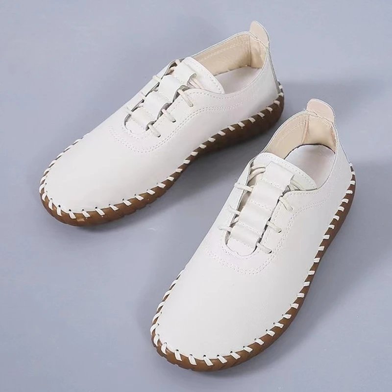 Sneakers Women Shoes Platform Loafers Lace Up Leather Flats 2023 Trend Spring Casual Mom Shoe Mujer Zapatos Chaussure Femme
