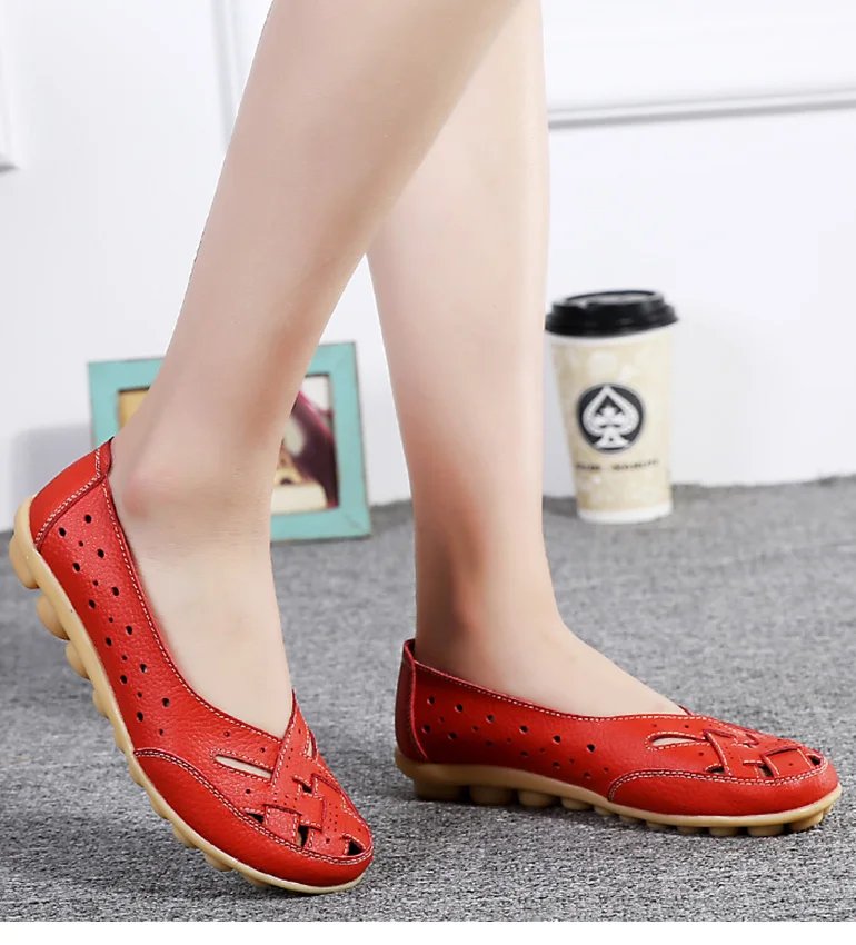 Women Flat Shoes 2023 New Breathable Leather Shoes For Women Loafers Soft Leather Flats Shoes Female Casual Zapatos Para Mujeres