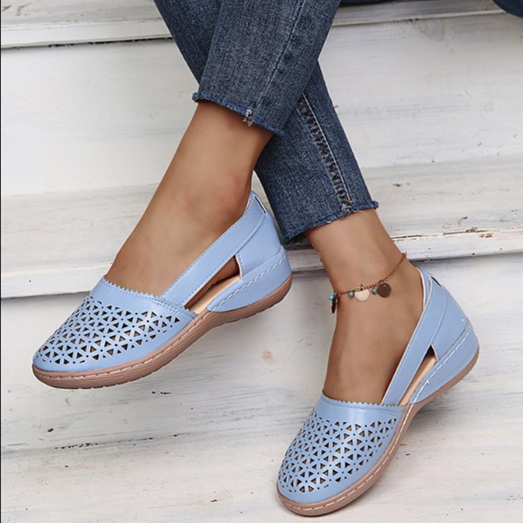 Women's Summer Flat Round Toe Sandals 2022 New Retro Button Sandals Comfy Mary Jane Comfortable Shoes for Women Plus Size 43