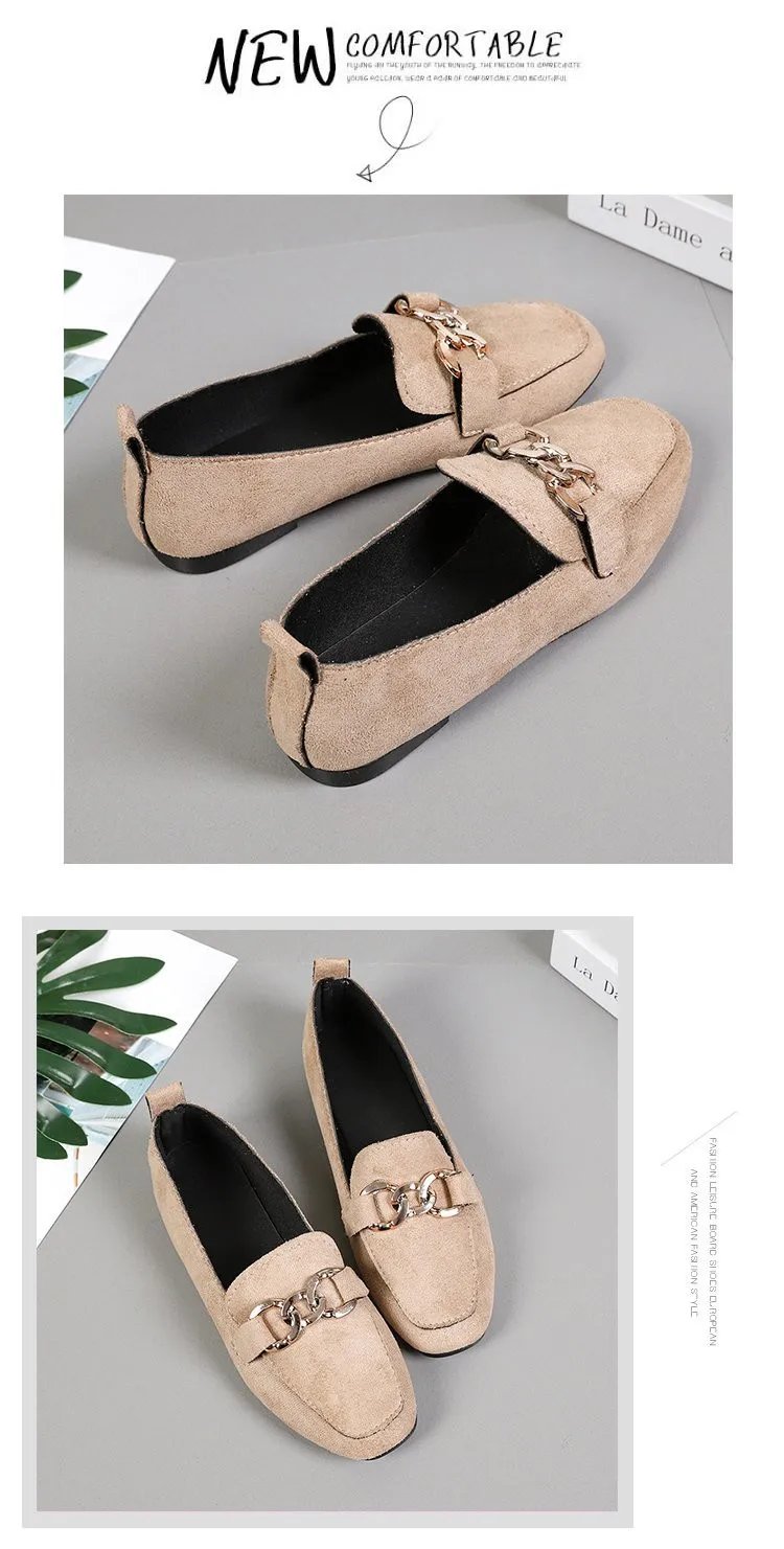 Spring Fashion Flat Shoes Women Quality Metal Slip on Loafer Shoes Ladies Flats Mocassins Big Size 35-41 Sapato Feminino 2024