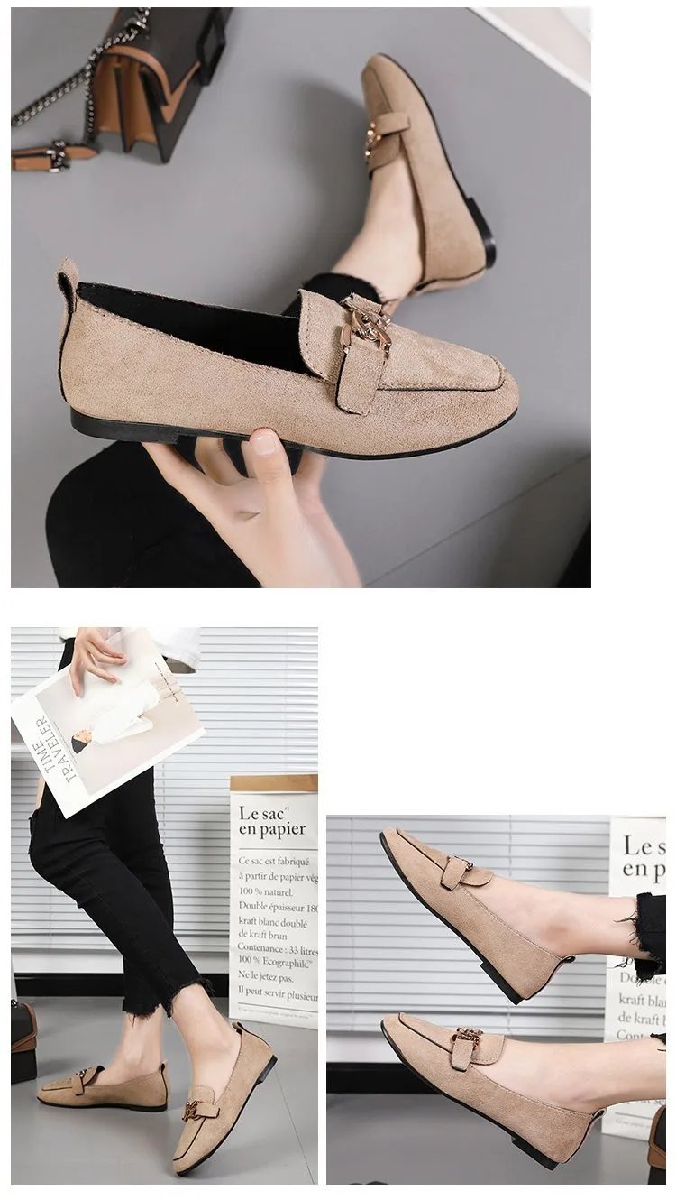 Spring Fashion Flat Shoes Women Quality Metal Slip on Loafer Shoes Ladies Flats Mocassins Big Size 35-41 Sapato Feminino 2024