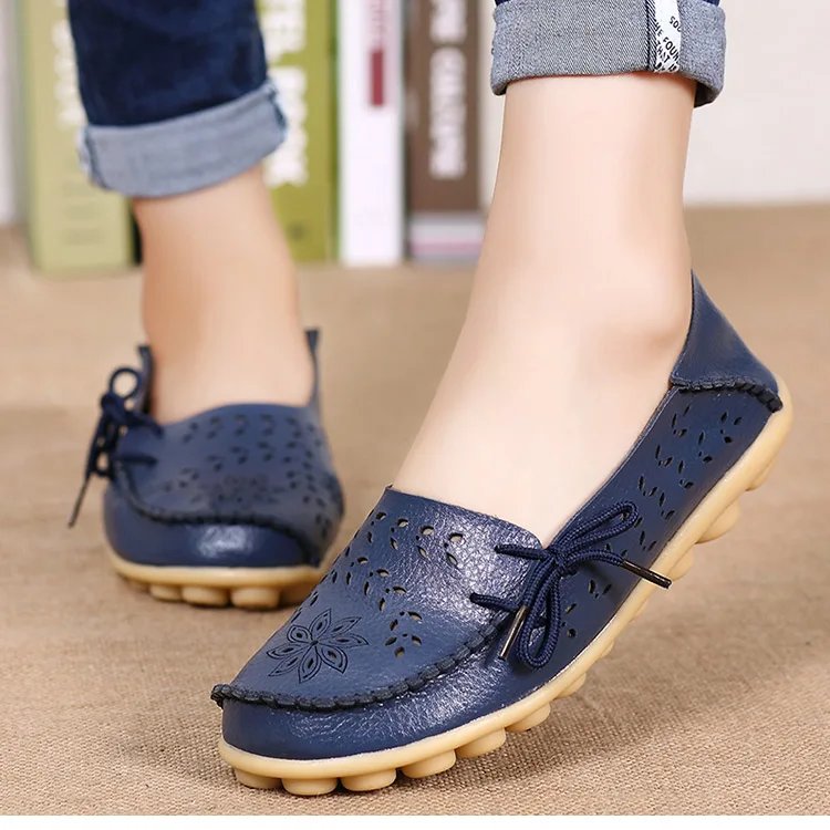 Flat Shoes Women Breathable Leather Loafers Women Casual Shoes Slip On Moccasins Zapatos Para Mujeres Comfortable Flats Female