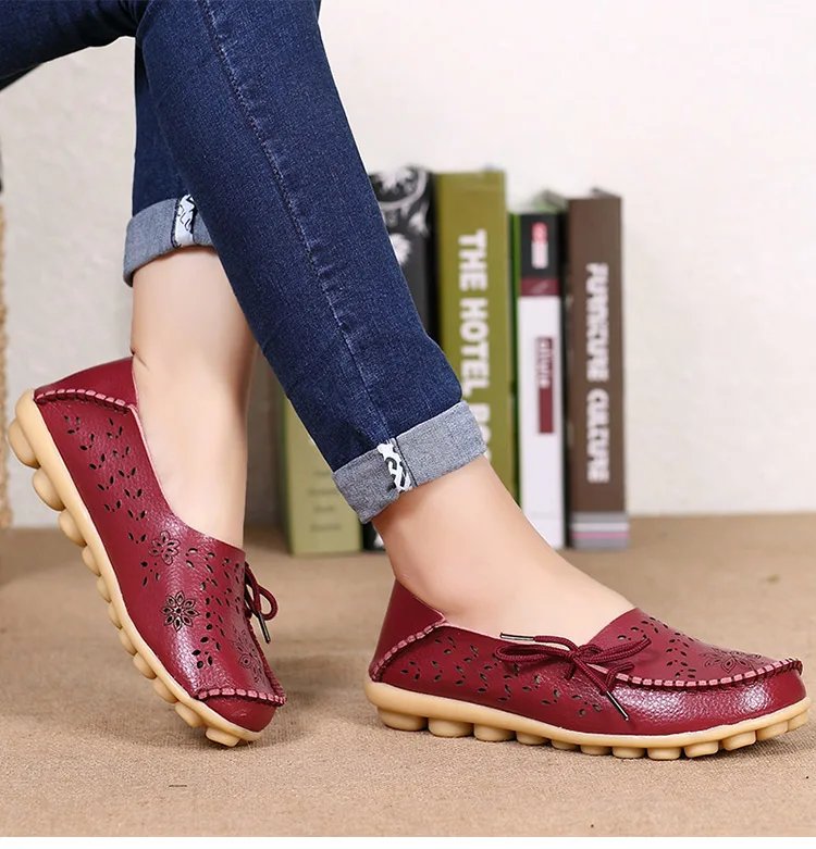 Flat Shoes Women Breathable Leather Loafers Women Casual Shoes Slip On Moccasins Zapatos Para Mujeres Comfortable Flats Female