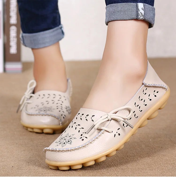Flat Shoes Women Breathable Leather Loafers Women Casual Shoes Slip On Moccasins Zapatos Para Mujeres Comfortable Flats Female