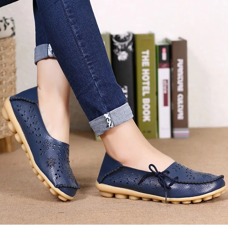 Flat Shoes Women Breathable Leather Loafers Women Casual Shoes Slip On Moccasins Zapatos Para Mujeres Comfortable Flats Female