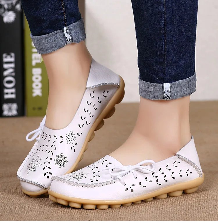 Flat Shoes Women Breathable Leather Loafers Women Casual Shoes Slip On Moccasins Zapatos Para Mujeres Comfortable Flats Female