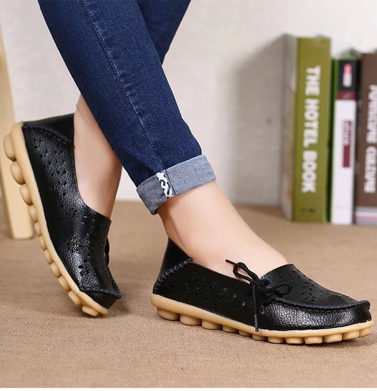 Flat Shoes Women Breathable Leather Loafers Women Casual Shoes Slip On Moccasins Zapatos Para Mujeres Comfortable Flats Female
