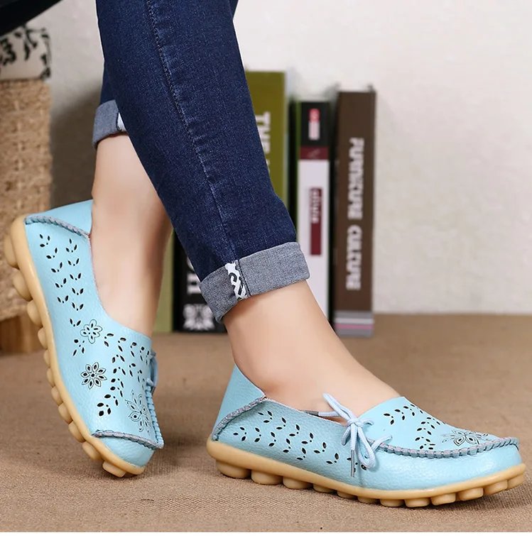 Flat Shoes Women Breathable Leather Loafers Women Casual Shoes Slip On Moccasins Zapatos Para Mujeres Comfortable Flats Female