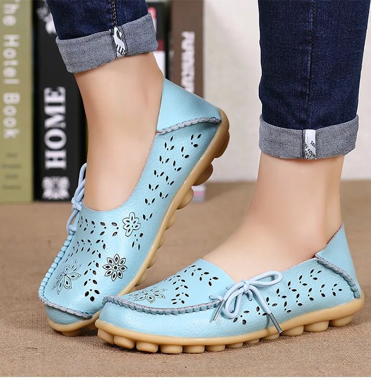 Flat Shoes Women Breathable Leather Loafers Women Casual Shoes Slip On Moccasins Zapatos Para Mujeres Comfortable Flats Female