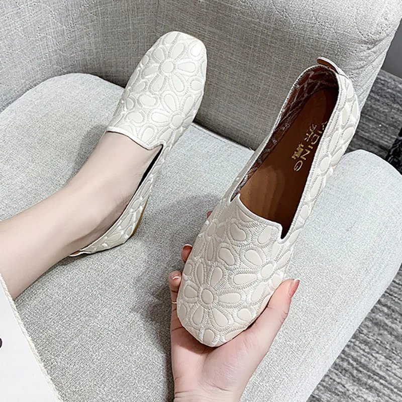 Women Flats Slip on Loafers Foldable Flats for Women Square Toe Single Shoes Hollow Out Fashion Party Casual Fashion Women Shoes