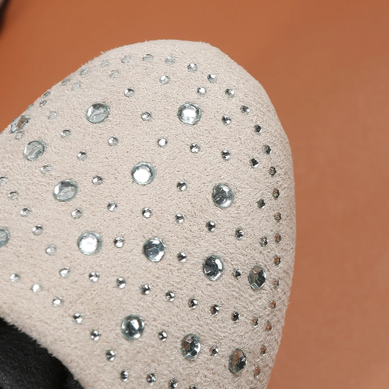 Shiny Crystal Shallow Loafers for Women Lightweight Non-Slip Ballet Flats Woman Black Flock Soft Sole Walking Shoes Female 2024 Shiny Crystal Shallow Loafers for Women Lightweight Non-Slip Ballet Flats Woman Black Flock Soft Sole Walking Shoes Female 2024