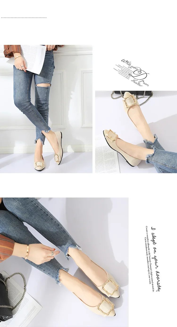 Women Pointed Shallow Flats Luxury Elegant Pumps Woman Loafers Autumn Moccasins Ballerinas Soft Casual Shoes Ladies Wholesale