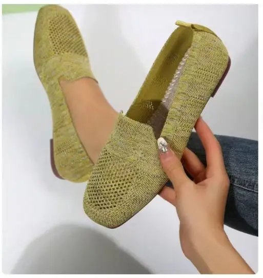 2024 Spring Autumn New Mesh Ballet Flats Women Mesh Breathable Sneakers Women Square Toe Slip on Loafers Size 43 Zapatos Mujer