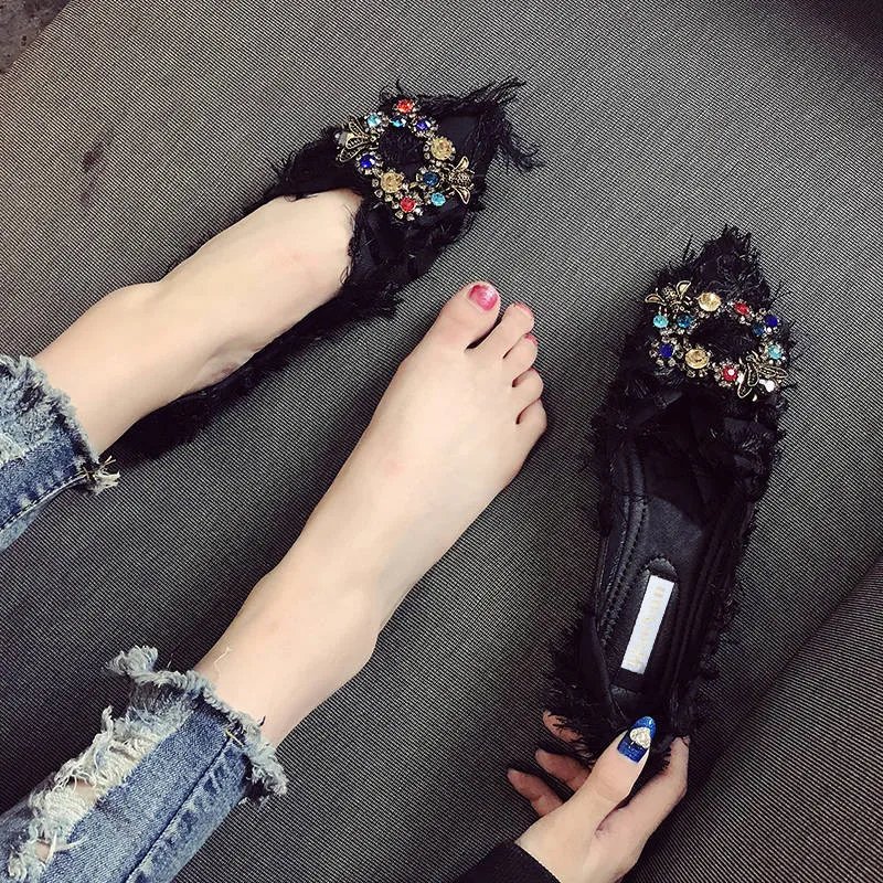 Comemore Rhinestone Casual Female 2023 New Summer Pointed Flats Slip on Luxury Woman Loafers Women Elegant Flats Dress Low Shoes Comemore Rhinestone Casual Female 2023 New Summer Pointed Flats Slip on Luxury Woman Loafers Women Elegant Flats Dress Low Shoes