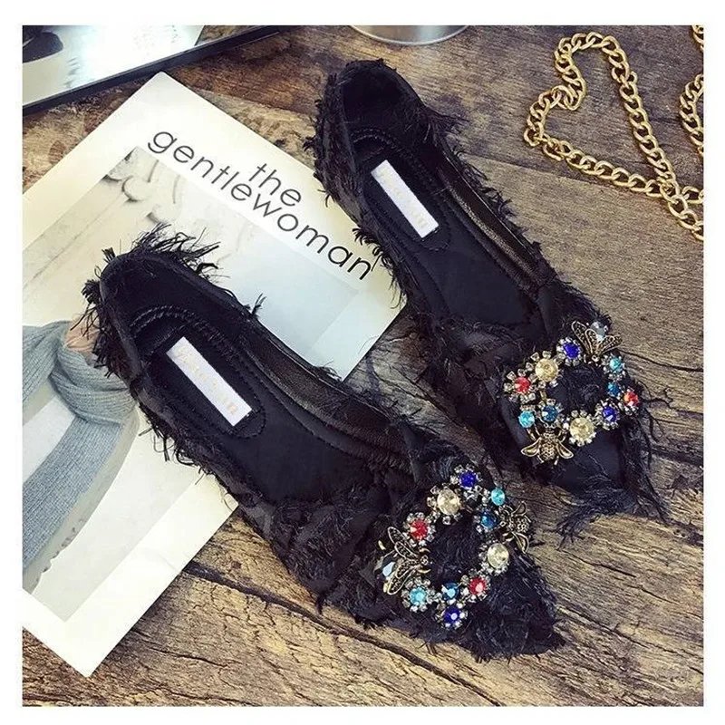 Comemore Rhinestone Casual Female 2023 New Summer Pointed Flats Slip on Luxury Woman Loafers Women Elegant Flats Dress Low Shoes Comemore Rhinestone Casual Female 2023 New Summer Pointed Flats Slip on Luxury Woman Loafers Women Elegant Flats Dress Low Shoes