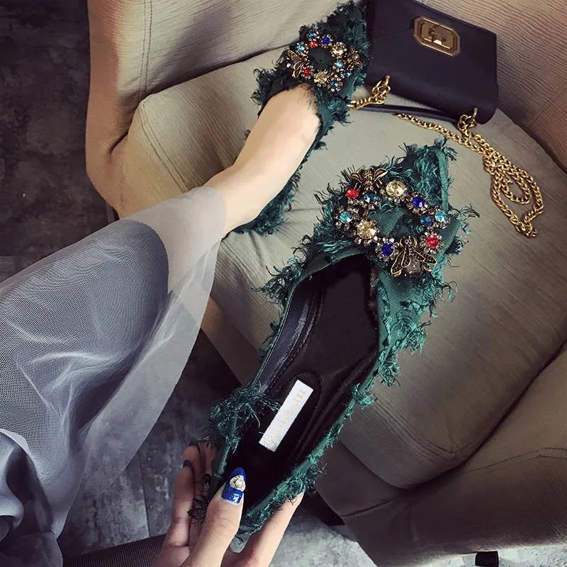 Comemore Rhinestone Casual Female 2023 New Summer Pointed Flats Slip on Luxury Woman Loafers Women Elegant Flats Dress Low Shoes Comemore Rhinestone Casual Female 2023 New Summer Pointed Flats Slip on Luxury Woman Loafers Women Elegant Flats Dress Low Shoes