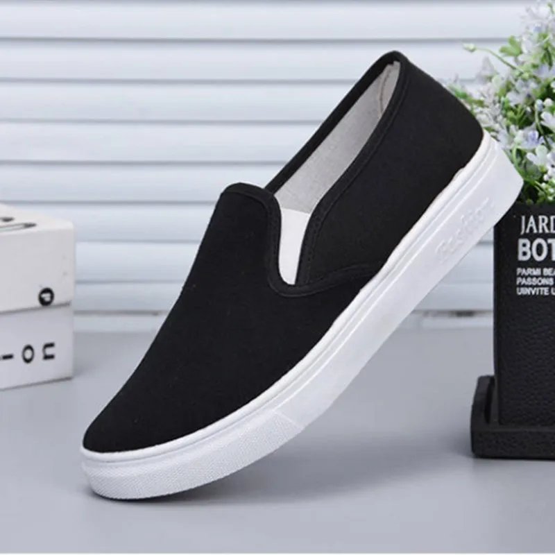 Cresfimix Teenager Student School Black Canvas Slip on Flat Platform Shoes Women Fashion White Shoes Sapatilha Feminina B5711b