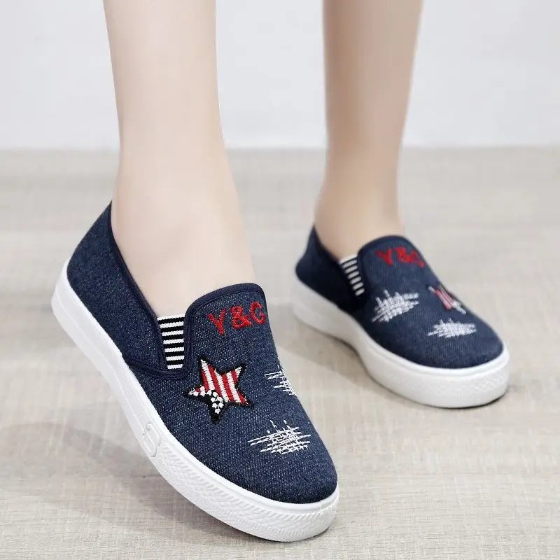 Cresfimix Teenager Student School Black Canvas Slip on Flat Platform Shoes Women Fashion White Shoes Sapatilha Feminina B5711b