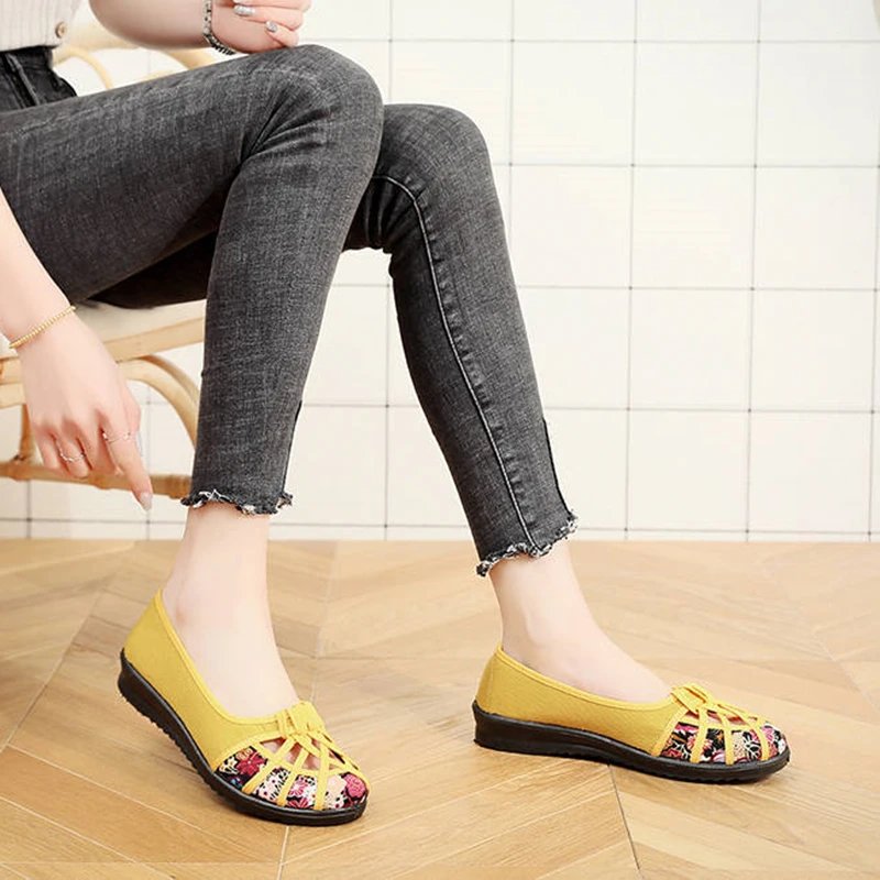 Cresfmix sapatos women casual mesh breathable cloth loafers female spring and summer black flat shoes lady cute slip on shoes