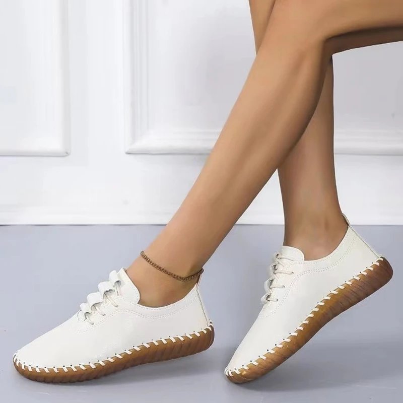 Sneakers Women Shoes Platform Loafers Lace Up Leather Flats 2023 Trend Spring Casual Mom Shoe Mujer Zapatos Chaussure Femme